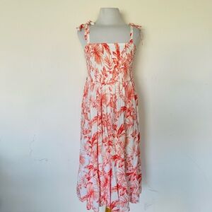 Torrid Red and White Leaf Print Midi Dress
